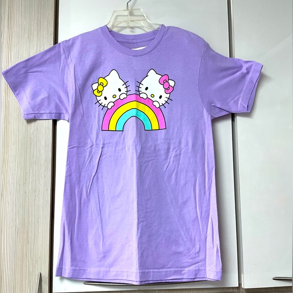 Hello Kitty rainbow Sanrio purple cotton T-shirt, Bioworld - Picture 7 of 8